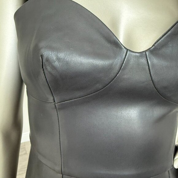Revolve + Susana Monaco Corset Faux Leather Fit & Flare Minidress Black - Picture 5 of 6